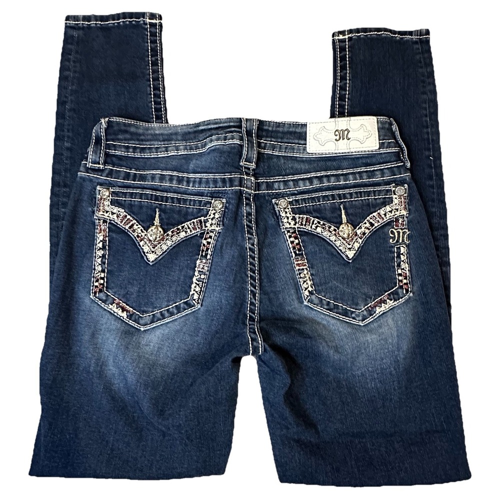 Miss Me Women's Mid Rise Embroided Skinny Jeans Size 29 - Picture 7 of 8